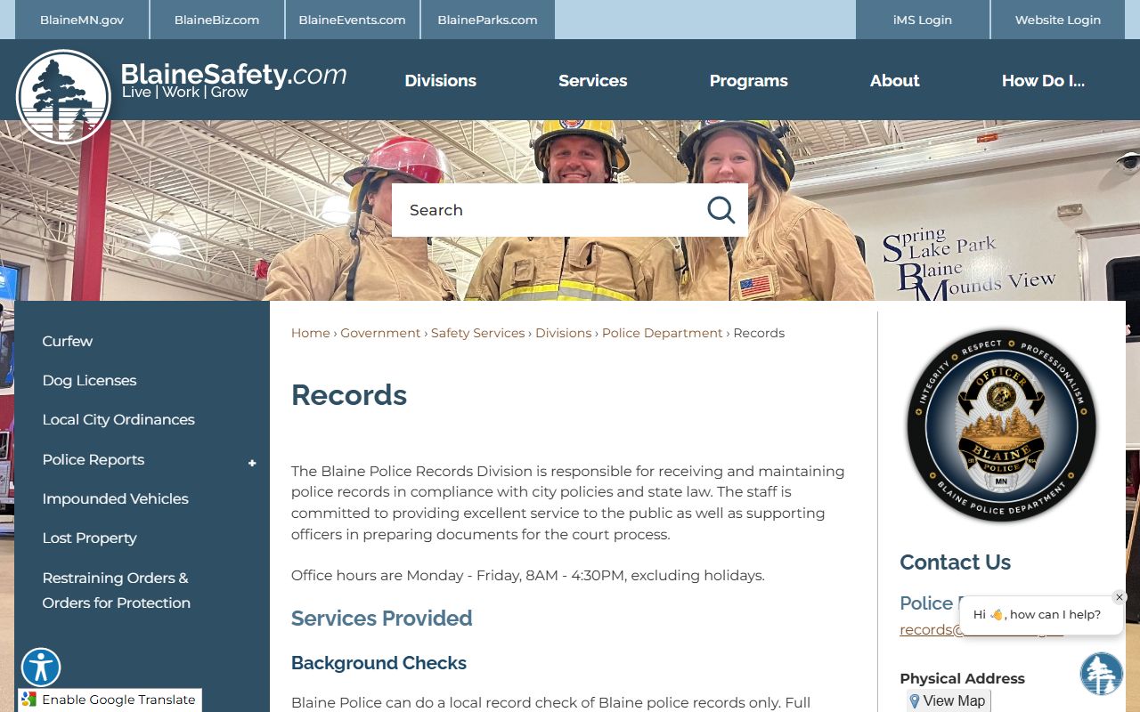 Blaine Police records released inmates Anoka County