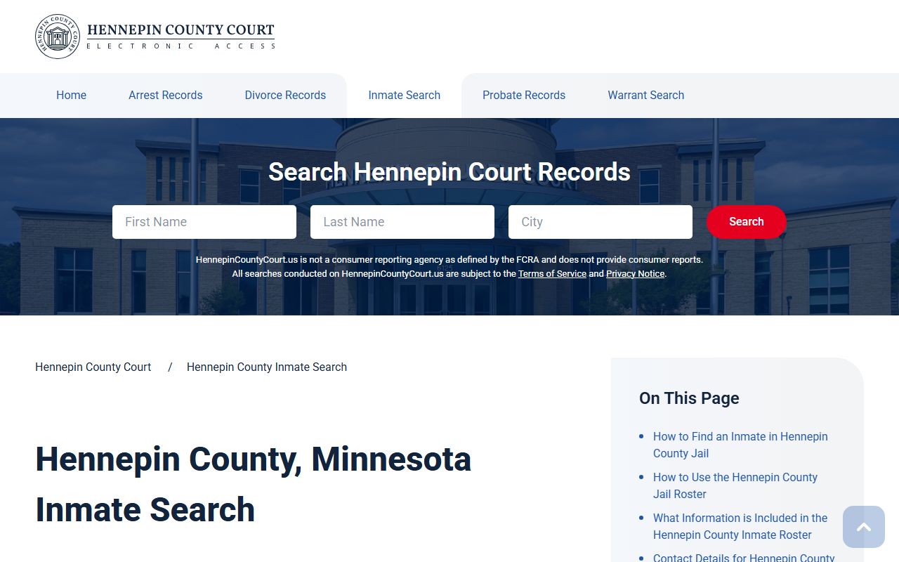 Hennepin County inmate search Minneapolis released inmates
