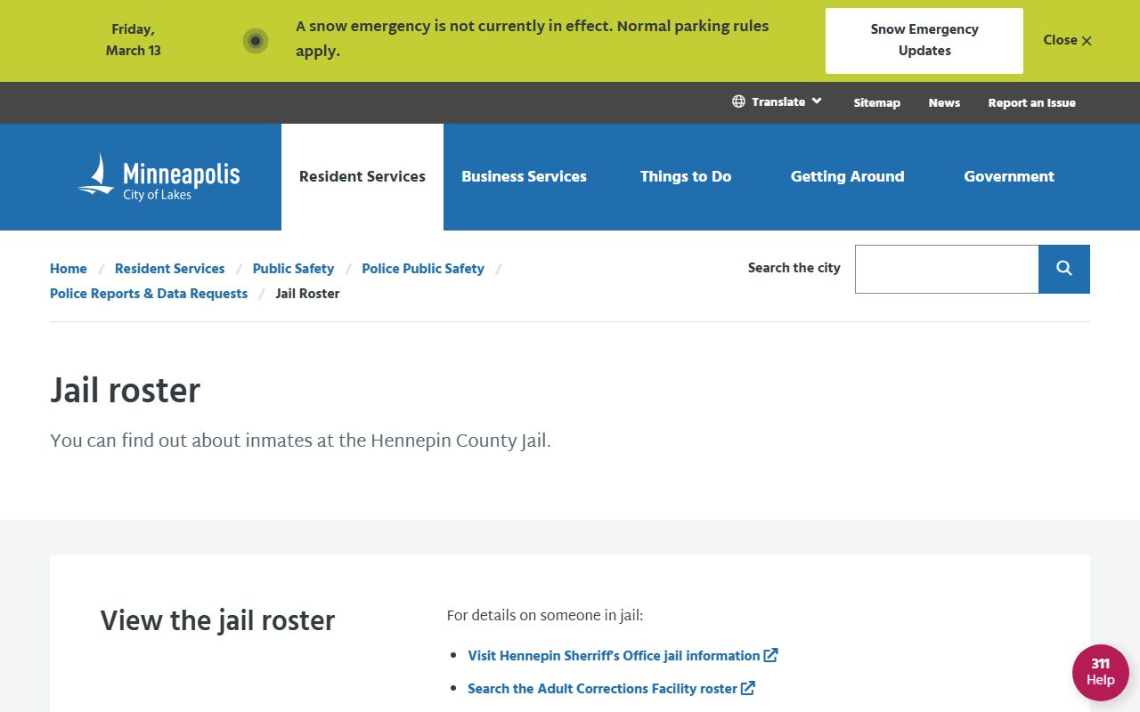 Minneapolis police jail roster released inmates