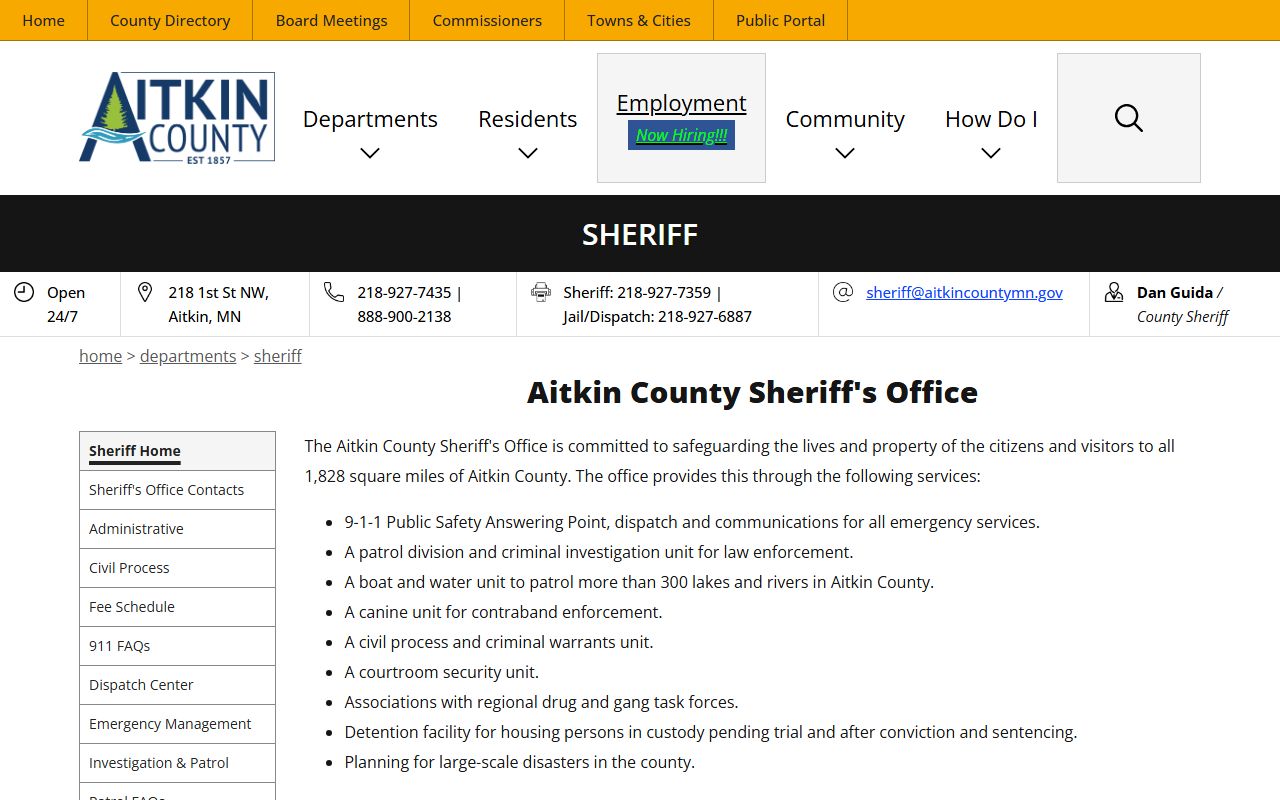 Aitkin County released inmates sheriff office website