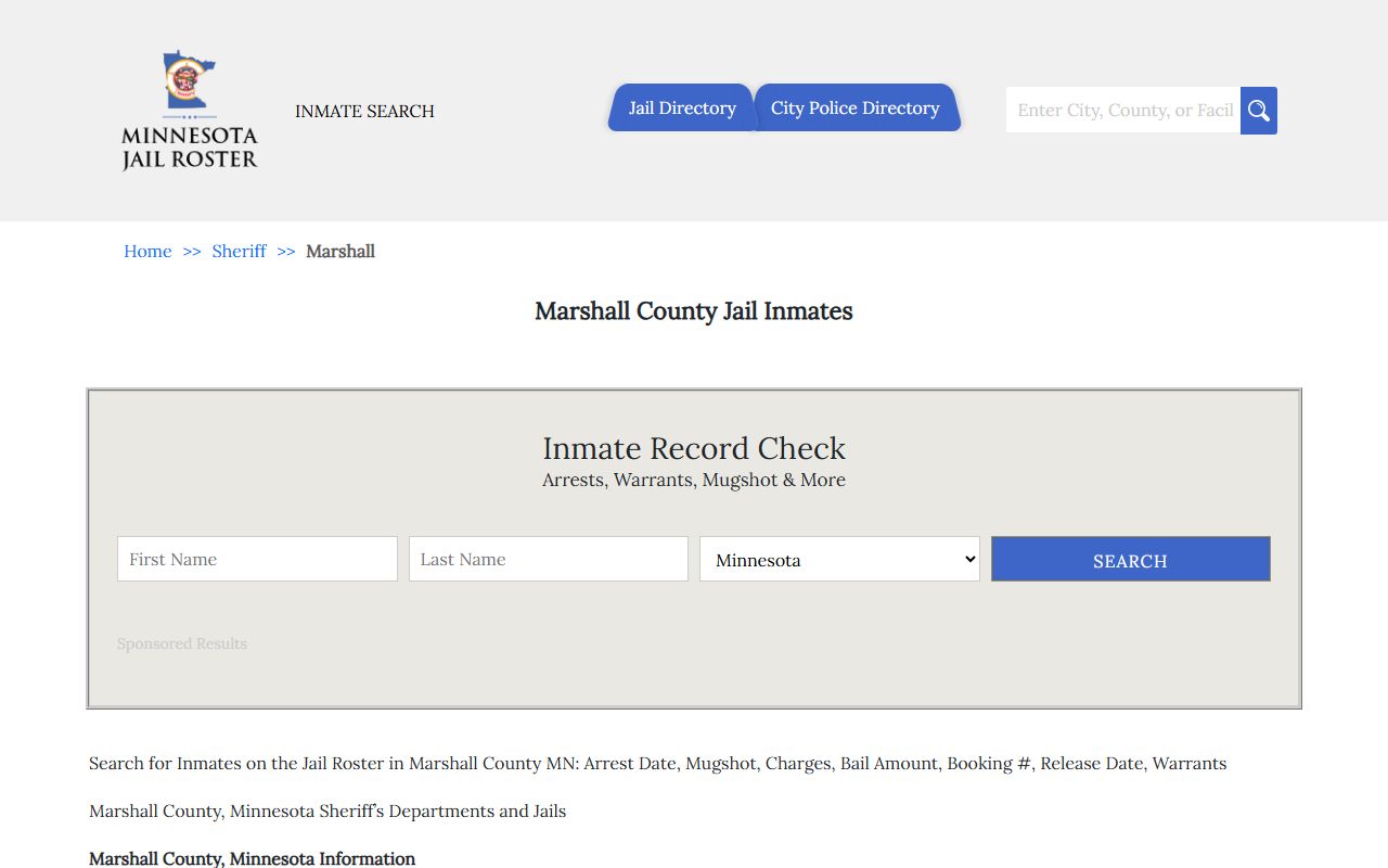 marshall county released inmates jail roster search