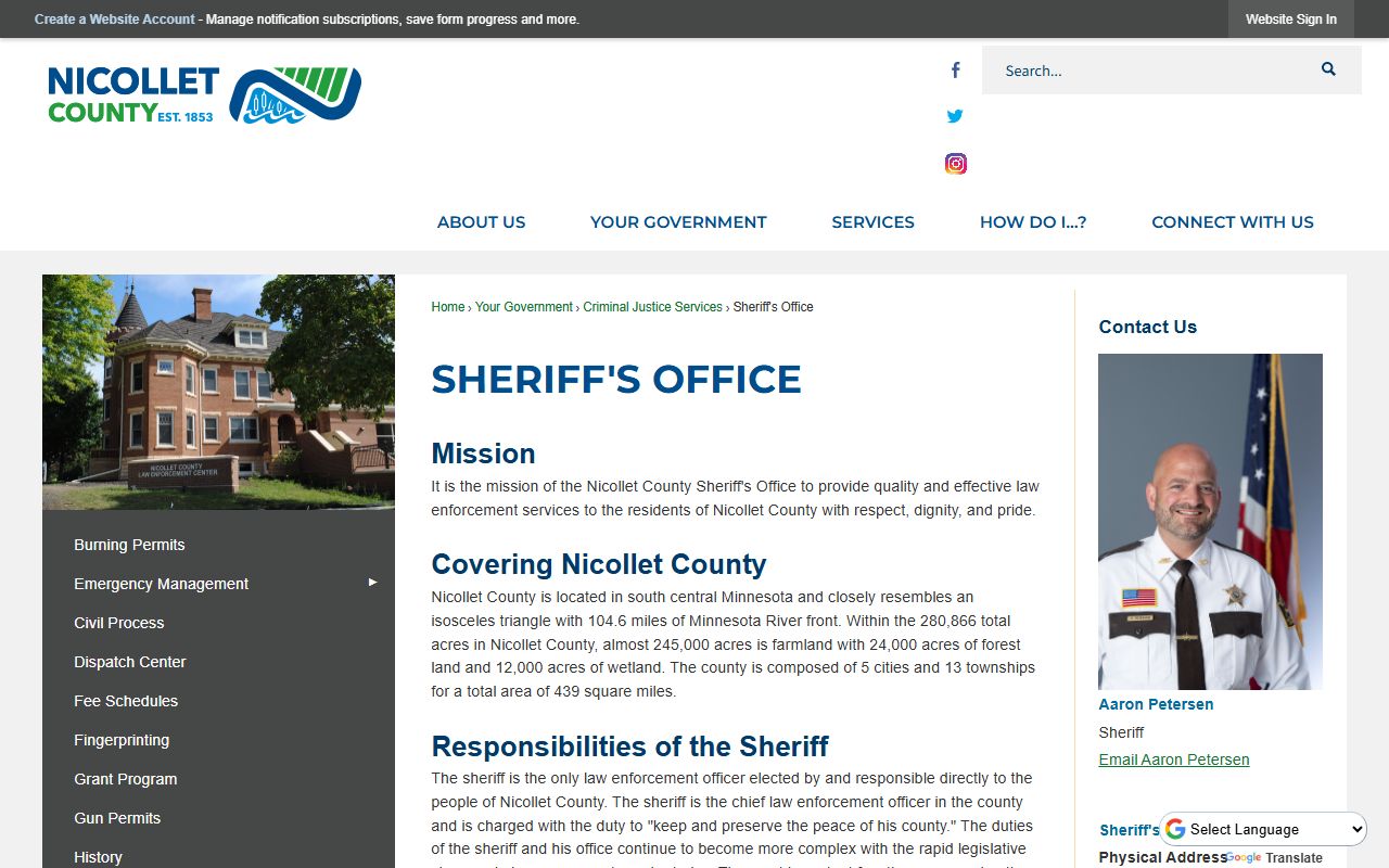 nicollet county released inmates sheriff office