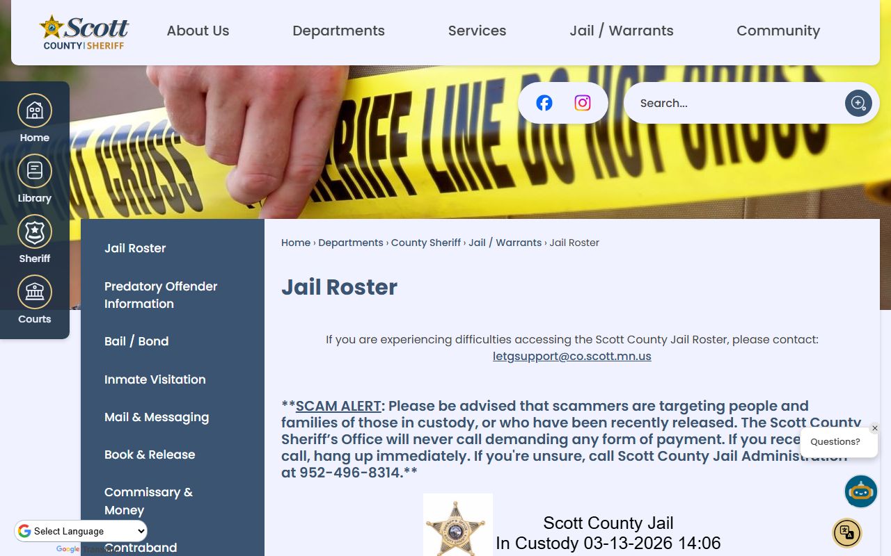 Scott County released inmates jail roster Shakopee